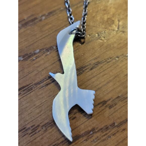 Vtg Estate Bracelet & Necklace Cut Shell Dove Birds Beach Jewelry Set Lot of 2 - Picture 5 of 9